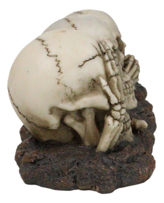 Ebros Gift Ossuary Skeletons Gothic See Hear Speak No Evil Grinning Skulls Figurine 6.75"L