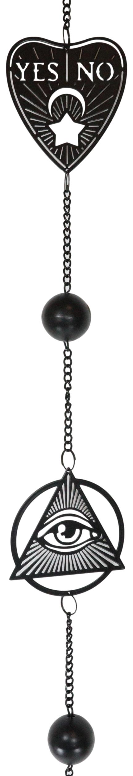 Ebros Gift Ouija Planchette Eye Of Providence Metal Wall Hanging Mobile Wind Chime W/ Beads