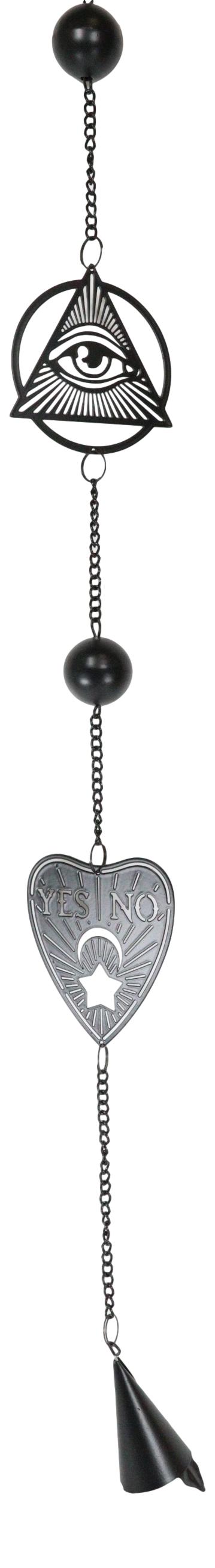 Ebros Gift Ouija Planchette Eye Of Providence Metal Wall Hanging Mobile Wind Chime W/ Beads