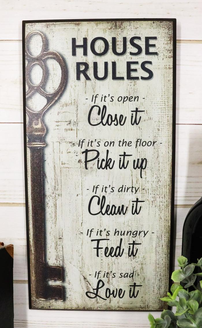 Ebros Gift Our Family Rules Wall Art Signs Decor Set Of 3 For Kitchen House Bathroom Accent