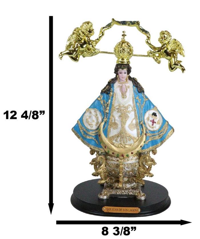 Ebros Gift Our Lady Of San Juan De Los Lagos Golden Crown And Angels Regal Blue Figurine