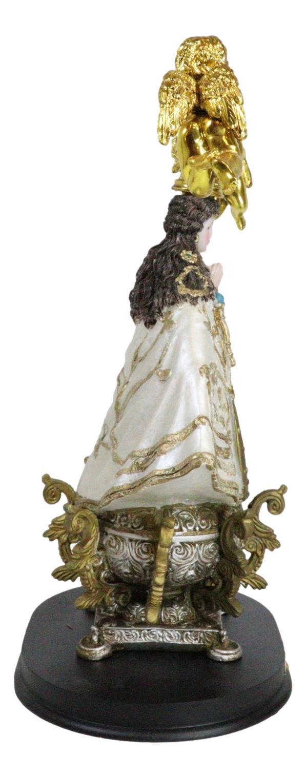 Ebros Gift Our Lady Of San Juan De Los Lagos Golden Crown And Angels Regal White Figurine