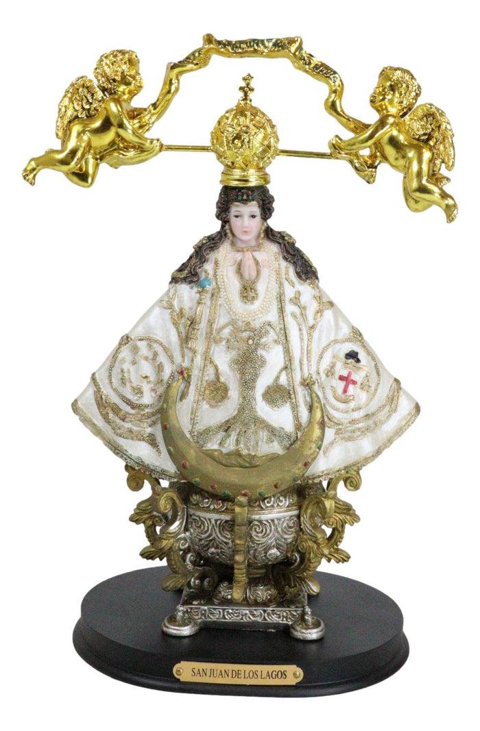 ebros gift Our Lady of San Juan De Los Lagos Golden Crown And Angels Regal White Figurine