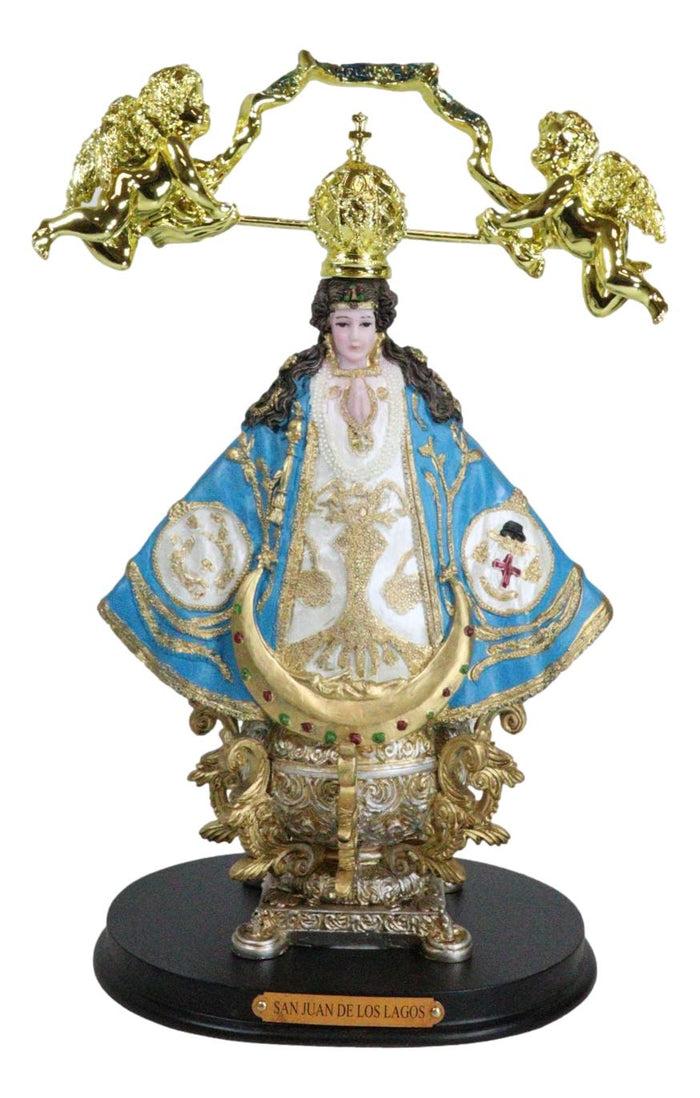 ebros gift Our Lady of San Juan De Los Lagos Golden Crown And Angels Regal Blue Figurine