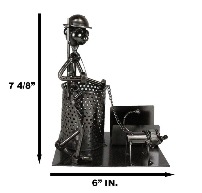 Ebros Gift Outdoor Hunter With Dog Metal Desk Stationery And Business Card Holder Organizer