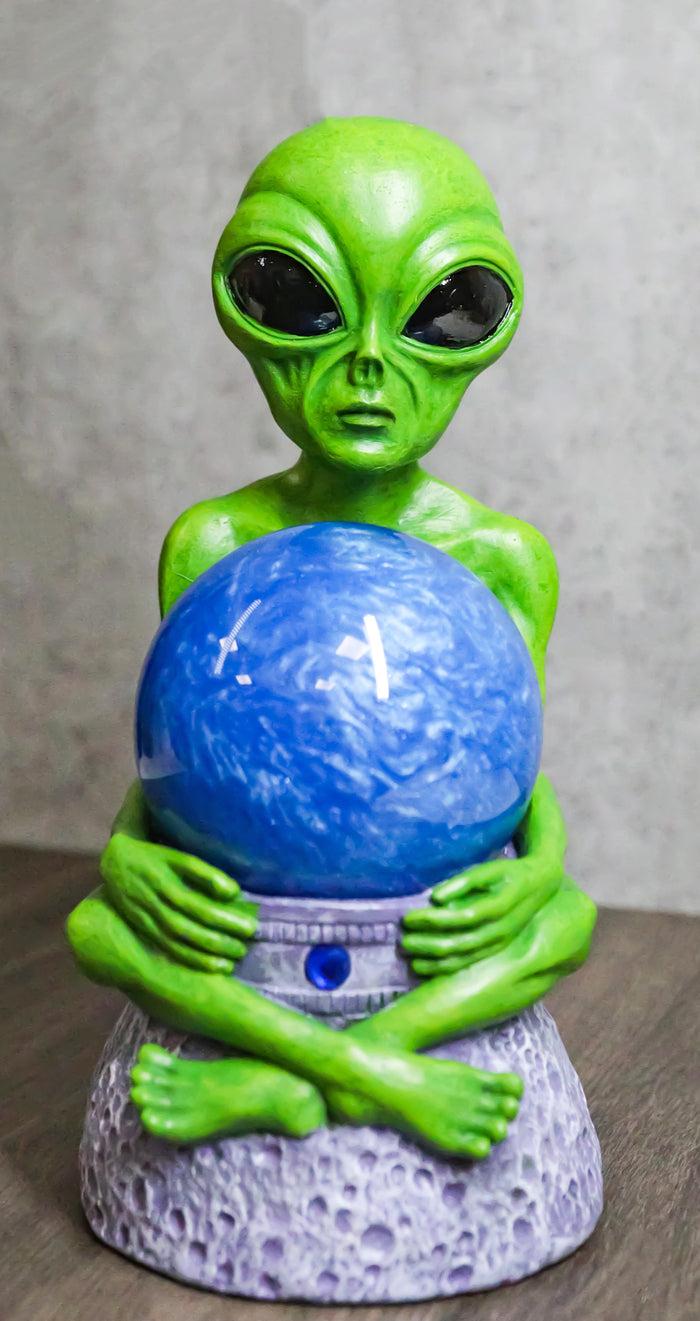 ebros gift Outer Space UFO ET Roswell Alien Holding Sandstorm Earth Globe Ball Figurine