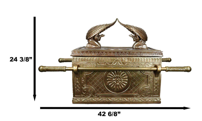 Ebros Gift Oversized 1:2 Matte Gold Judaic Ark Of Covenant Model W/ Contents Sculpture Box