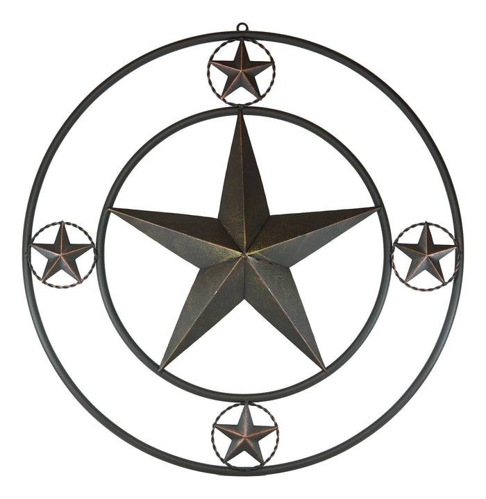 Ebros Gift Oversized 24"D Vintage Rustic Western Lone Star Metal Circle Wall Decor Plaque