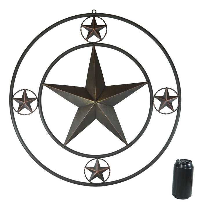 Ebros Gift Oversized 24"D Vintage Rustic Western Lone Star Metal Circle Wall Decor Plaque