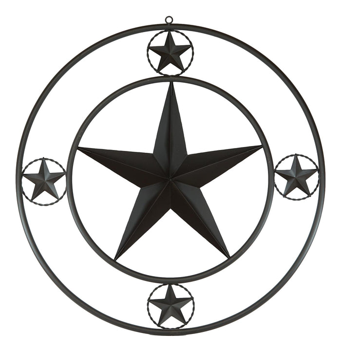 Ebros Gift Oversized 24"D Vintage Rustic Western Lone Star Metal Circle Wall Decor Plaque