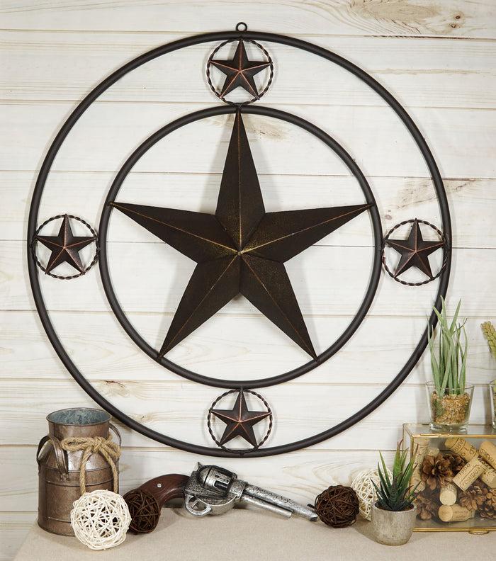 ebros gift Oversized 24"D Vintage Rustic Western Lone Star Metal Circle Wall Decor Plaque