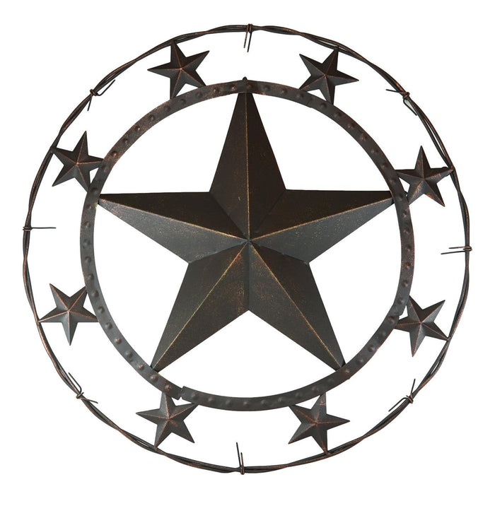 Ebros Gift Oversized 24"D Vintage Rustic Western Stars Metal Circle Wall Decor Sign Plaque