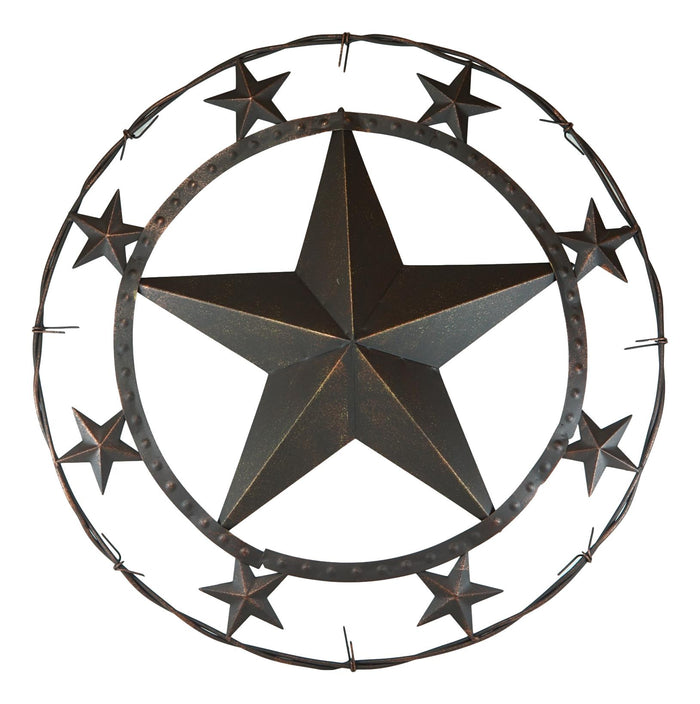 Ebros Gift Oversized 24"D Vintage Rustic Western Stars Metal Circle Wall Decor Sign Plaque