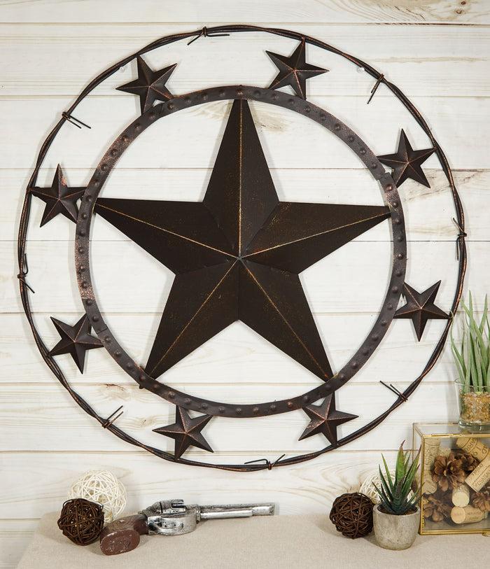 ebros gift Oversized 24"D Vintage Rustic Western Stars Metal Circle Wall Decor Sign Plaque