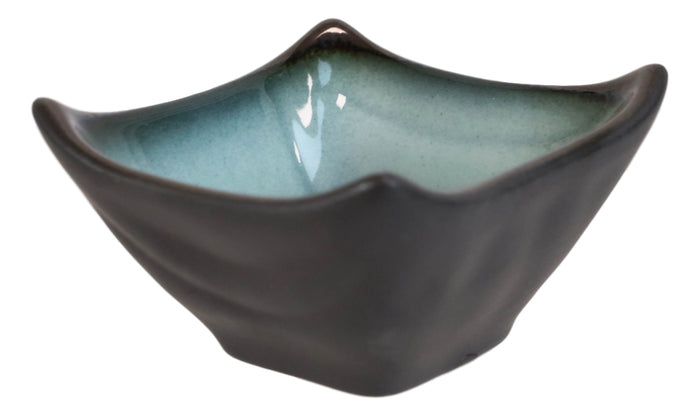 Ebros Gift Pack Of 10 Ceramic Zen Blue Ponzu Soy Sauce Oil Condiment Tetragon Dishes Holder