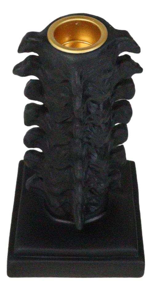 Ebros Gift Pack Of 2 Black Vertebrae Back Bones Spine Skeleton Macabre Taper Candle Holders