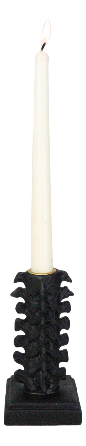 Ebros Gift Pack Of 2 Black Vertebrae Back Bones Spine Skeleton Macabre Taper Candle Holders