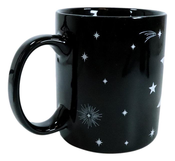 Ebros Gift Pack Of 2 Black Wicca Sacred Triple Moon Goddess Magic Porcelain Coffee Mugs