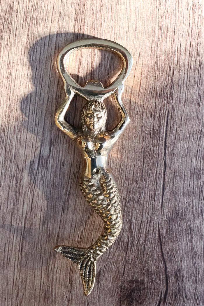 ebros gift Pack Of 2 Brass Golden Nautical Marine Siren Mermaid Beer Bottle Hand Opener