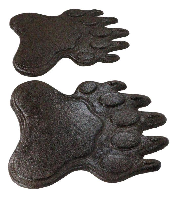 Ebros Gift Pack Of 2 Cast Iron Grizzly Bear Left And Right Paws Garden Stepping Stones