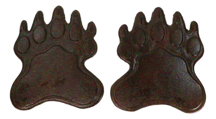 ebros gift Pack of 2 Cast Iron Grizzly Bear Left and Right Paws Garden Stepping Stones