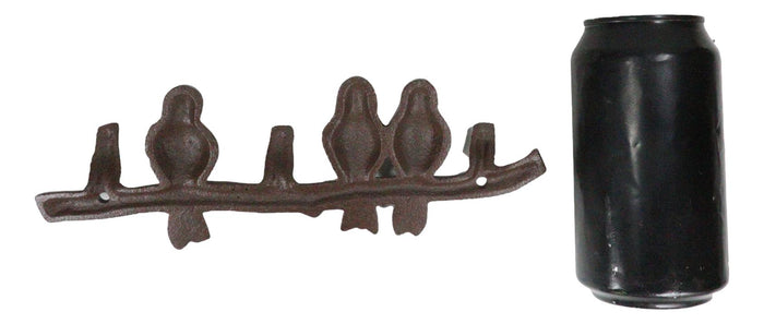 Ebros Gift Pack Of 2 Cast Iron Rustic Lovebirds Perching On Twig Branch 3-Pegs Wall Hook