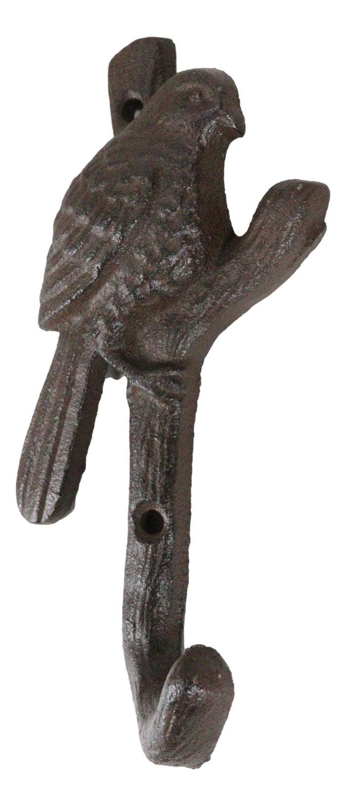 Ebros Gift Pack Of 2 Cast Iron Rustic Western Bird Perching On Tree Twig Branch Wall Hook