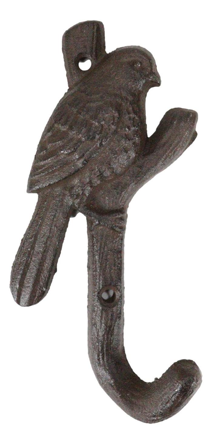 Ebros Gift Pack Of 2 Cast Iron Rustic Western Bird Perching On Tree Twig Branch Wall Hook