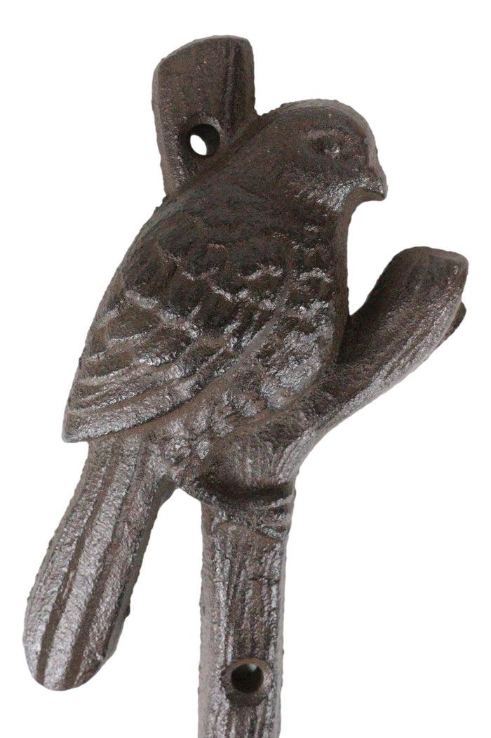 Ebros Gift Pack Of 2 Cast Iron Rustic Western Bird Perching On Tree Twig Branch Wall Hook