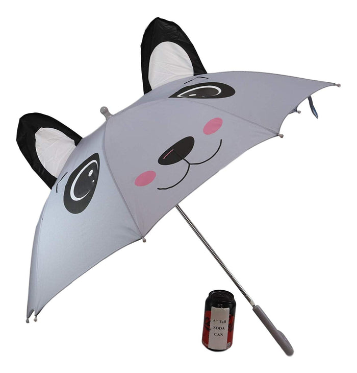 Ebros Gift Pack Of 2 Children Kids Animated 3D Pop Up Grey Panda Bear Umbrella 33"Diameter