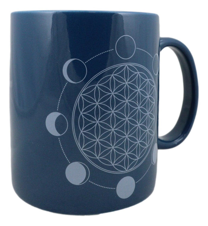 Ebros Gift Pack Of 2 Flower Of Life And Phases Of The Moon Sacred Geometry Coffee Mugs 12oz