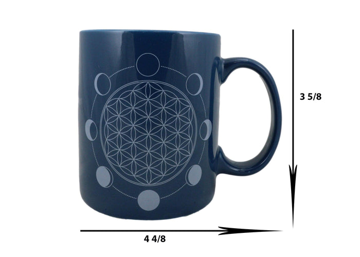 Ebros Gift Pack Of 2 Flower Of Life And Phases Of The Moon Sacred Geometry Coffee Mugs 12oz