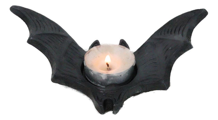 Ebros Gift Pack Of 2 Gothic Black Cutout Winged Flying Vampire Bat Votive Candle Holders