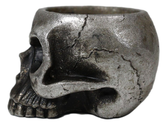 Ebros Gift Pack Of 2 Gunmetal Finish Evil Death Skull Small Votive Candle Or Crystal Holder