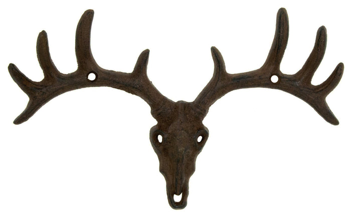 Ebros Gift Pack Of 2 Hunters Rack Deer Elk Skull Antlers Wall Mounted Coat Hooks Plaque