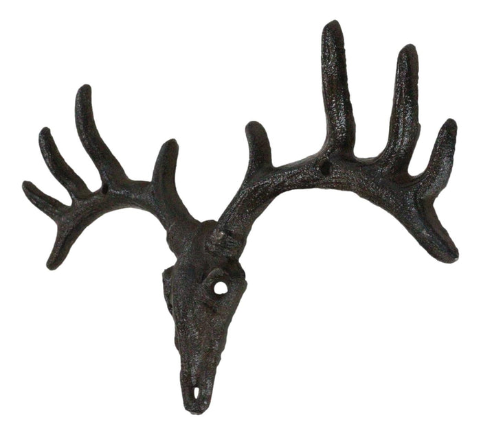 Ebros Gift Pack Of 2 Hunters Rack Deer Elk Skull Antlers Wall Mounted Coat Hooks Plaque