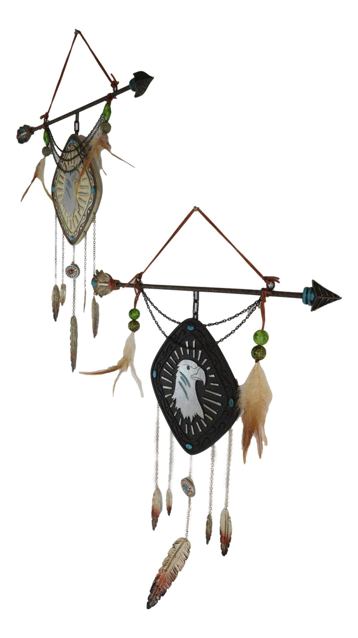Ebros Gift Pack Of 2 Indian Bald Eagle Spirit Arrow Beads Dreamcatcher Feathers Wall Decors