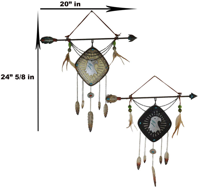 Ebros Gift Pack Of 2 Indian Bald Eagle Spirit Arrow Beads Dreamcatcher Feathers Wall Decors