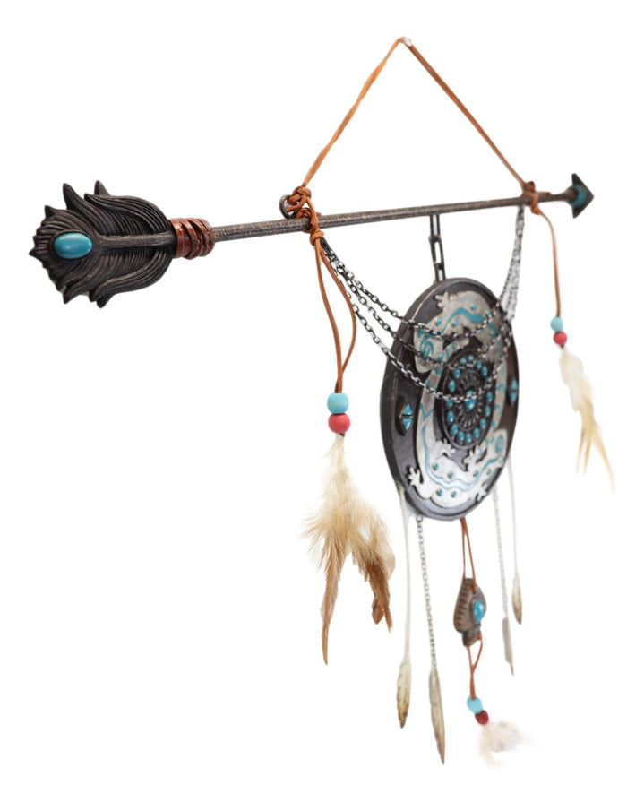 Ebros Gift Pack Of 2 Indian Moon Gecko Lizards Arrow Dreamcatcher Feathers Wall Decors