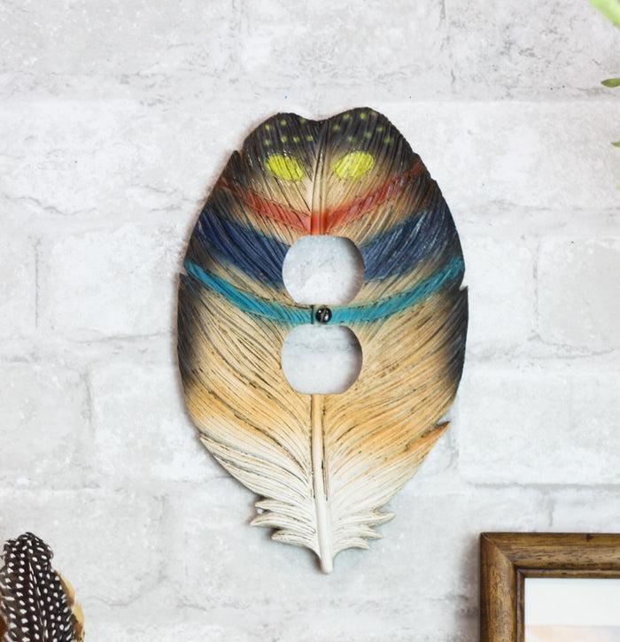 ebros gift Pack of 2 Native Indian Dreamcatcher Feathers Double Receptacle Outlet Plates