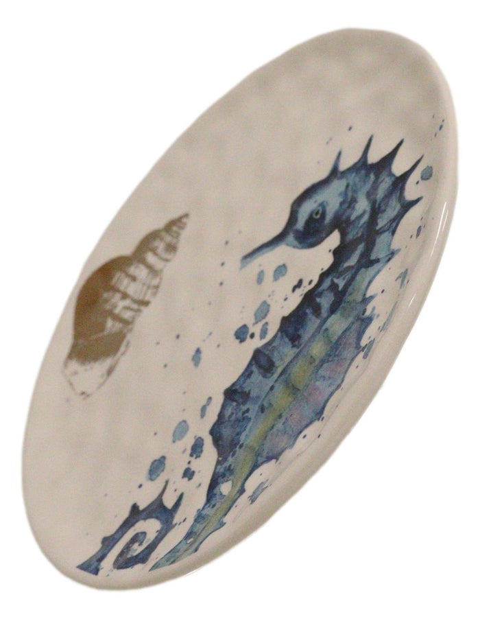 Ebros Gift Pack Of 2 Nautical Marine Blue And White Seahorse Ceramic Wall Decor Plates