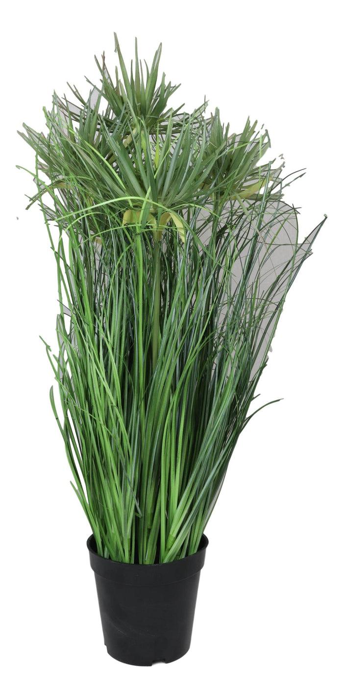 Ebros Gift Pack Of 2 Realistic Lifelike Artificial Cyprus Grass Plant In Black Pot Botanica
