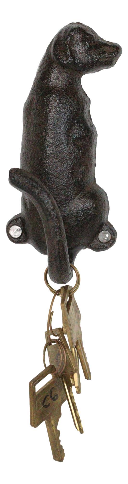 Ebros Gift Pack Of 2 Rustic Cast Iron Golden Retriever Labrador Wagging Tail Wall Hooks