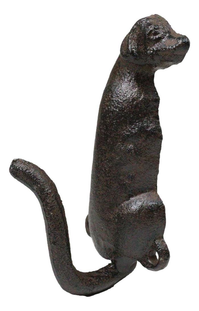 Ebros Gift Pack Of 2 Rustic Cast Iron Golden Retriever Labrador Wagging Tail Wall Hooks