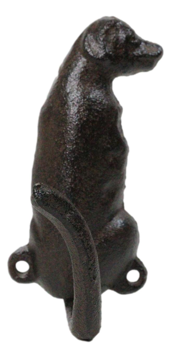 Ebros Gift Pack Of 2 Rustic Cast Iron Golden Retriever Labrador Wagging Tail Wall Hooks