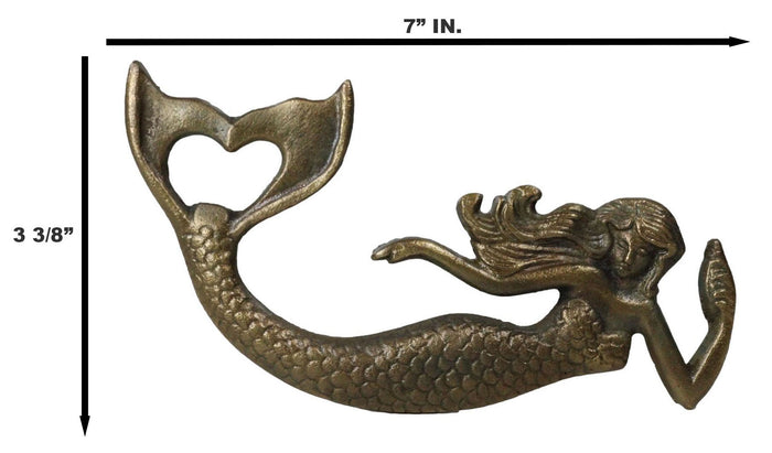 Ebros Gift Pack Of 2 Rustic Cast Iron Metal Sea Coastal Siren Mermaid Hand Bottle Opener