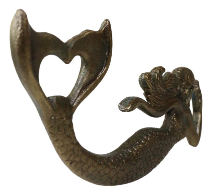Ebros Gift Pack Of 2 Rustic Cast Iron Metal Sea Coastal Siren Mermaid Hand Bottle Opener
