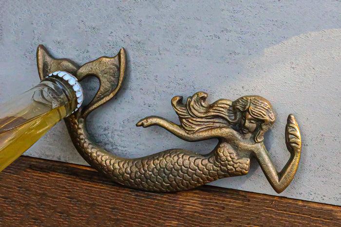 ebros gift Pack Of 2 Rustic Cast Iron Metal Sea Coastal Siren Mermaid Hand Bottle Opener