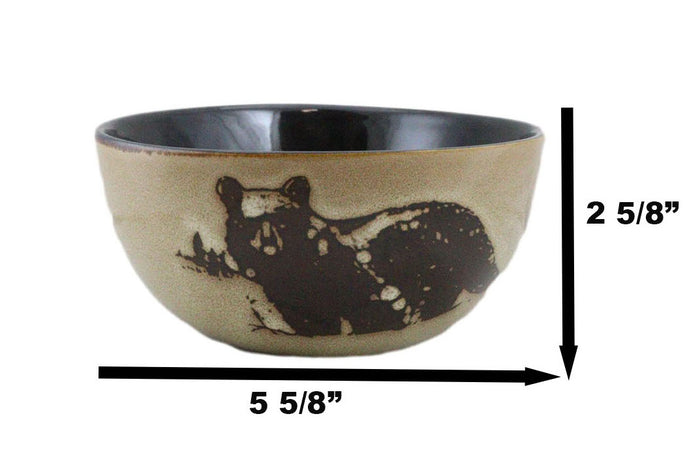 Ebros Gift Pack Of 2 Rustic Western Forest Black Bear Ceramic Pasta Salad Soup Bowls 21Oz