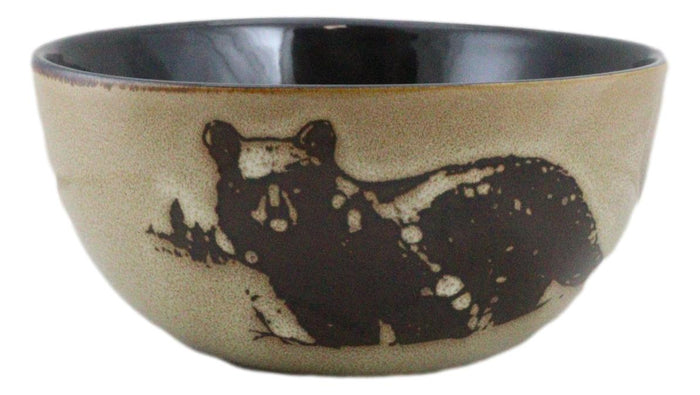 Ebros Gift Pack Of 2 Rustic Western Forest Black Bear Ceramic Pasta Salad Soup Bowls 21Oz